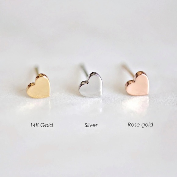 Stainless Steel Heart Stud Earrings - Picture 3 of 7